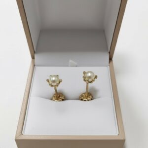 Aros Perlas Cultivadas 6mm 18K 2.6 Gr Modelo Pistilo