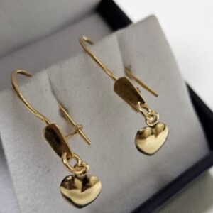 Aros Colgantes Corazon Con Movimiento 1.8 Gr De Oro 18K