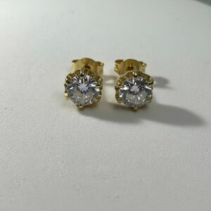 Aros Chatón Tornillo Con Piedra Circón 1.9 Gr 18K