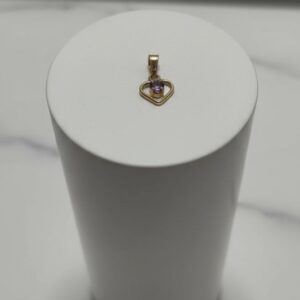 Colgante Corazon Piedra Rubi 0,7 Gr 18 K