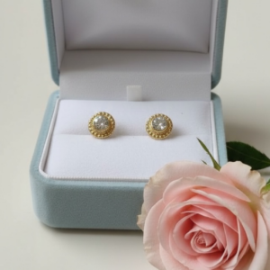 Aros Bebe #3 Circón Oro 14K