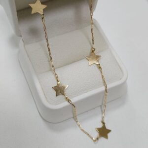 Cadena Modelo Lluvia De Estrellas 4.5 Gr 18K 50 Cm