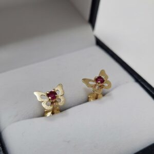 Aros Mariposa 0,7 Gr Oro 18K Rubi