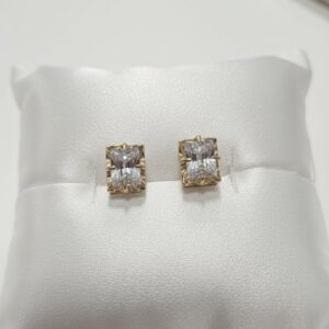 Aros Chatón Cuadrado Circón suizo 18K 2.4 Gr