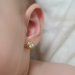 Aros Bebe #3 Circón Oro 14K