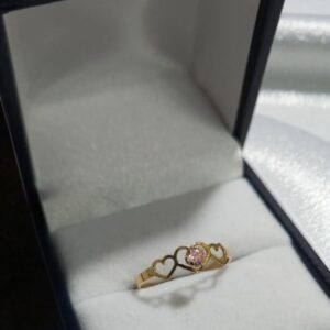 Anillo Tres Corazón juvenil Rosa Francia 18K