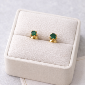 Aros Italianos 1.2gr 18K Piedra Esmeraldina