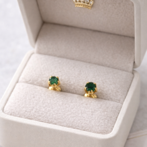 Aros Italianos 1.2gr 18K Piedra Esmeraldina